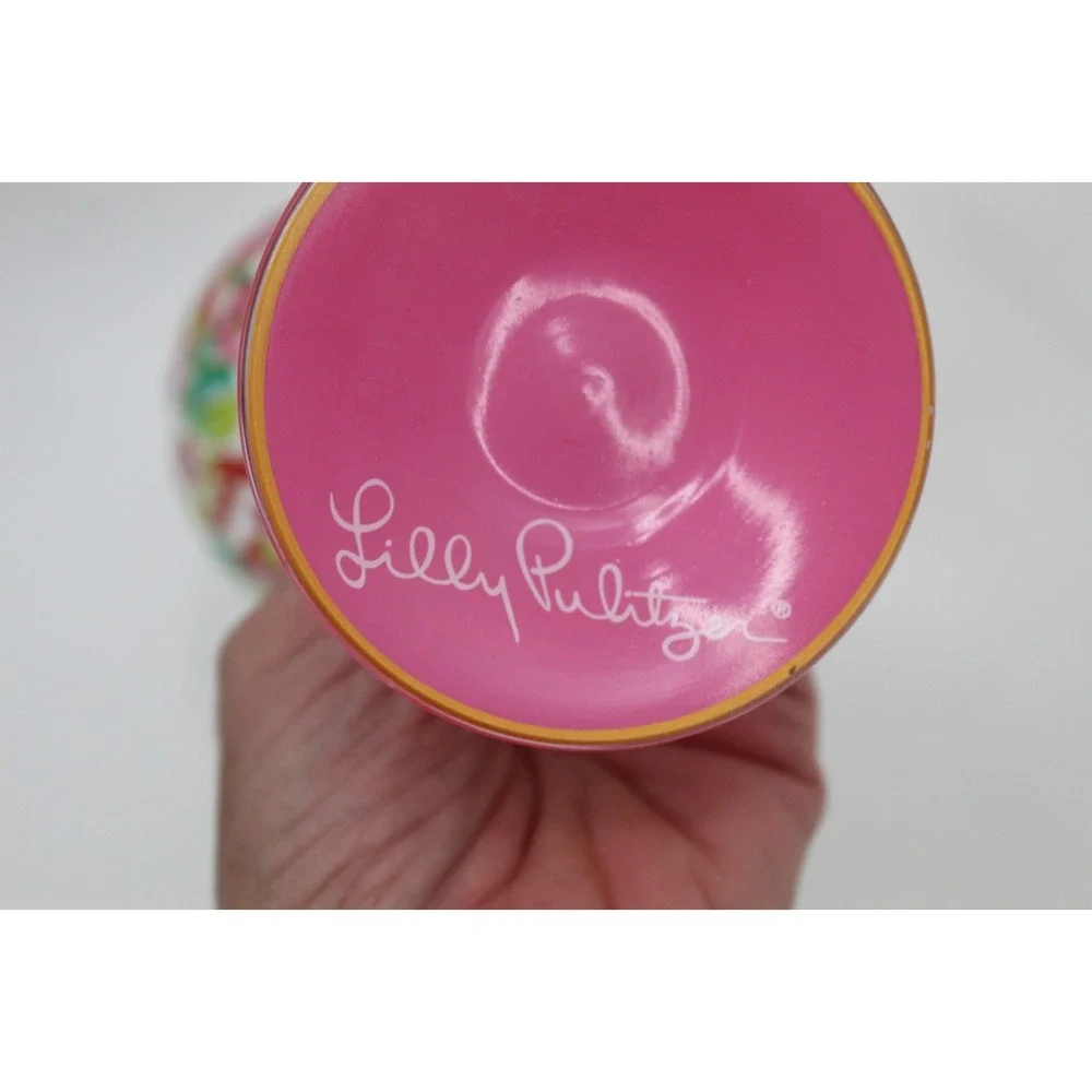 Lilly Pulitzer Hand Painted AcrylicWine Glass 15oz Cheers Wild Confetti Lot Of 2